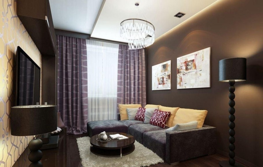 Гостиная в коричневом цвете