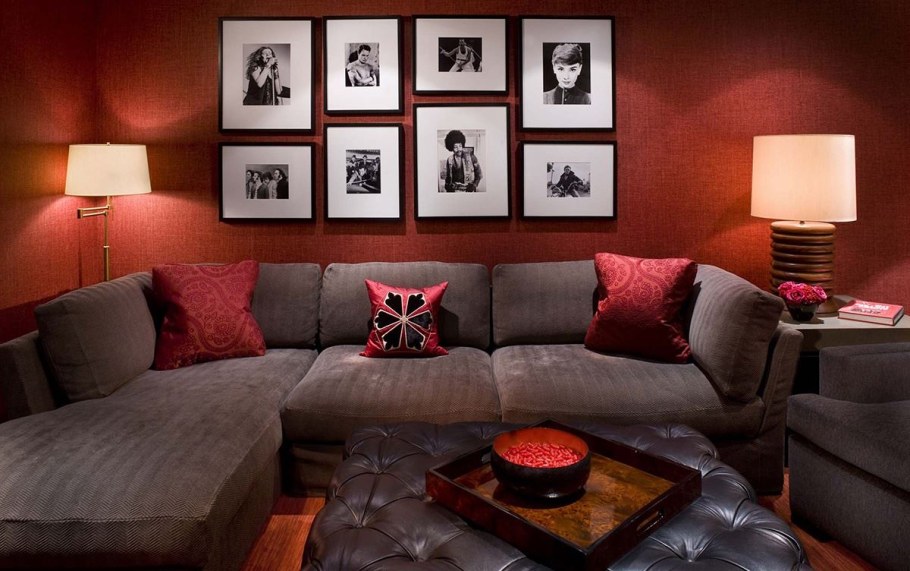 Красные стены в интерьере