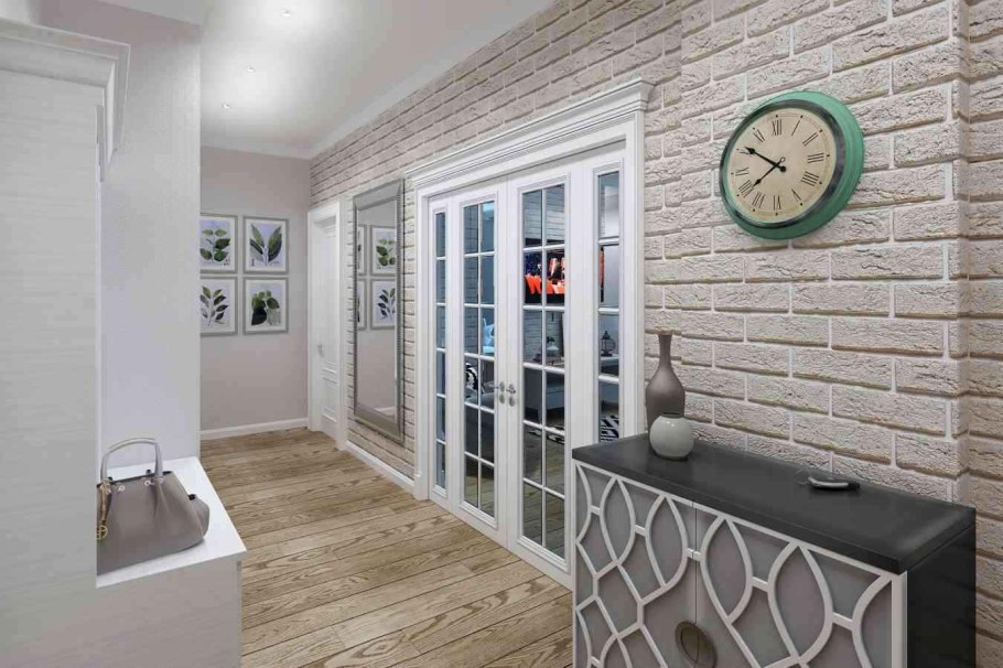 Кирпичная стена в интерьере