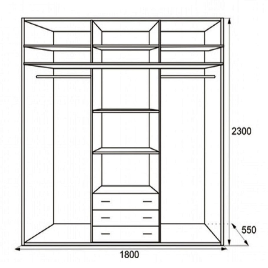 Шкаф купе ширина 1800 высота 2700