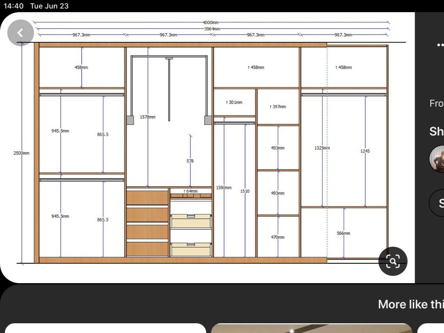 Планировка шкафа купе 2 метра