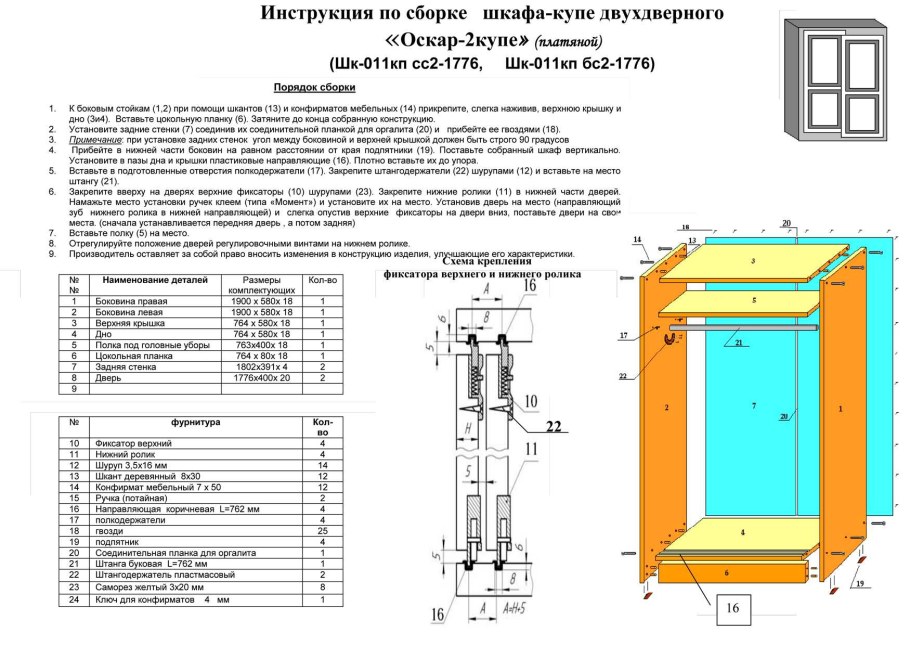 Сборка шкафа купе инструкция