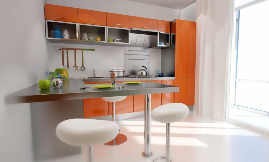 Кухня 8 метров с барной стойкой