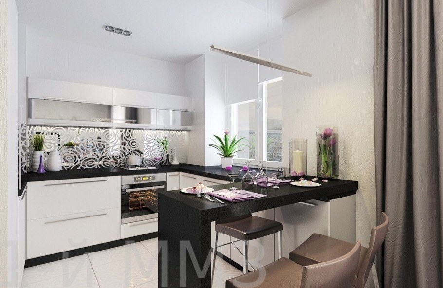 Современная кухня с барной стойкой