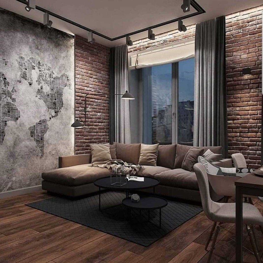 Гостиная в стиле лофт
