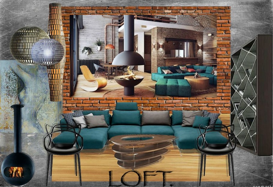 Интерьерный коллаж лофт