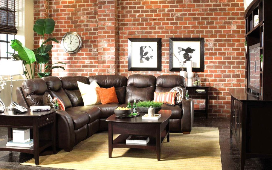 Кирпичная стена в интерьере