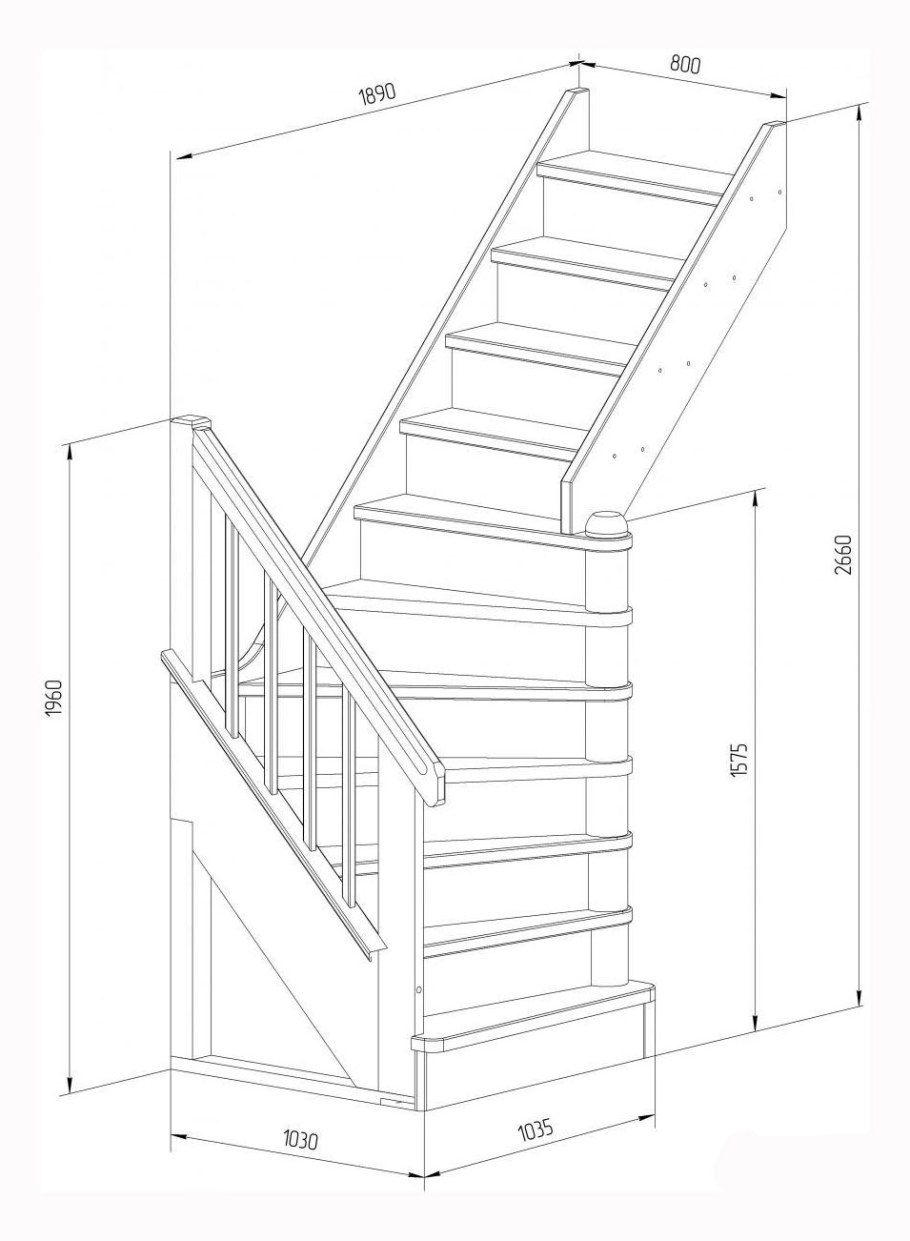 Схема лестницы на второй этаж 2на2