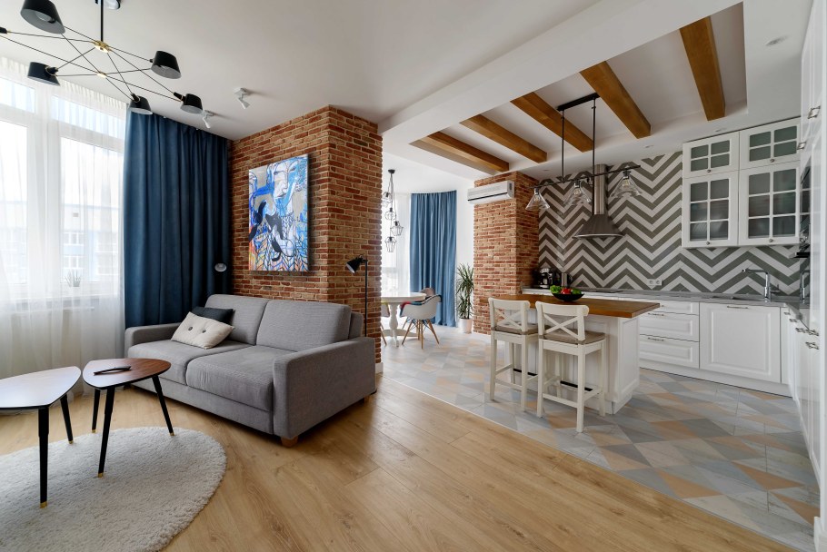 Гостиная в скандинавском стиле в доме