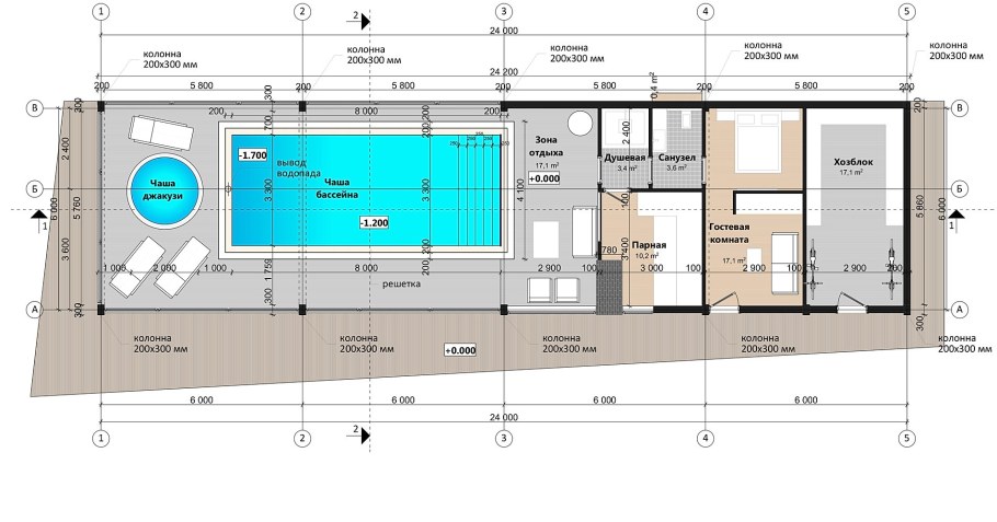 Чертеж бассейна 4х8