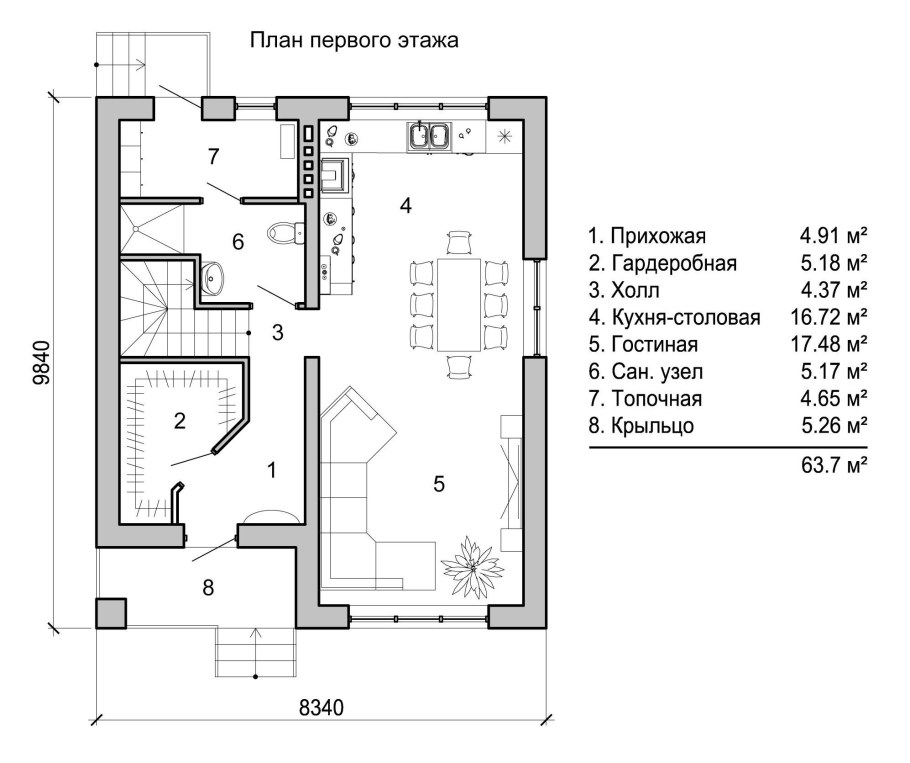 Планировка прихожей в частном доме план