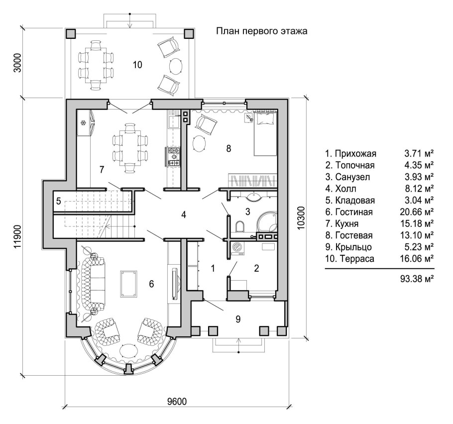 Дом двухэтажный Новация с эркером проект