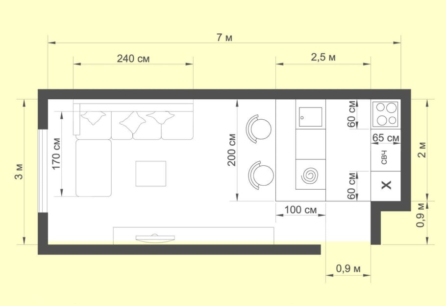 План кухни столовой