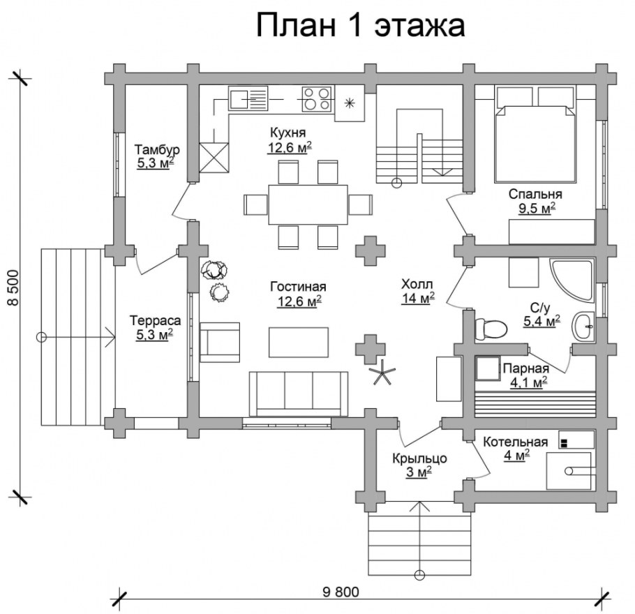 Планировка дома с тамбуром