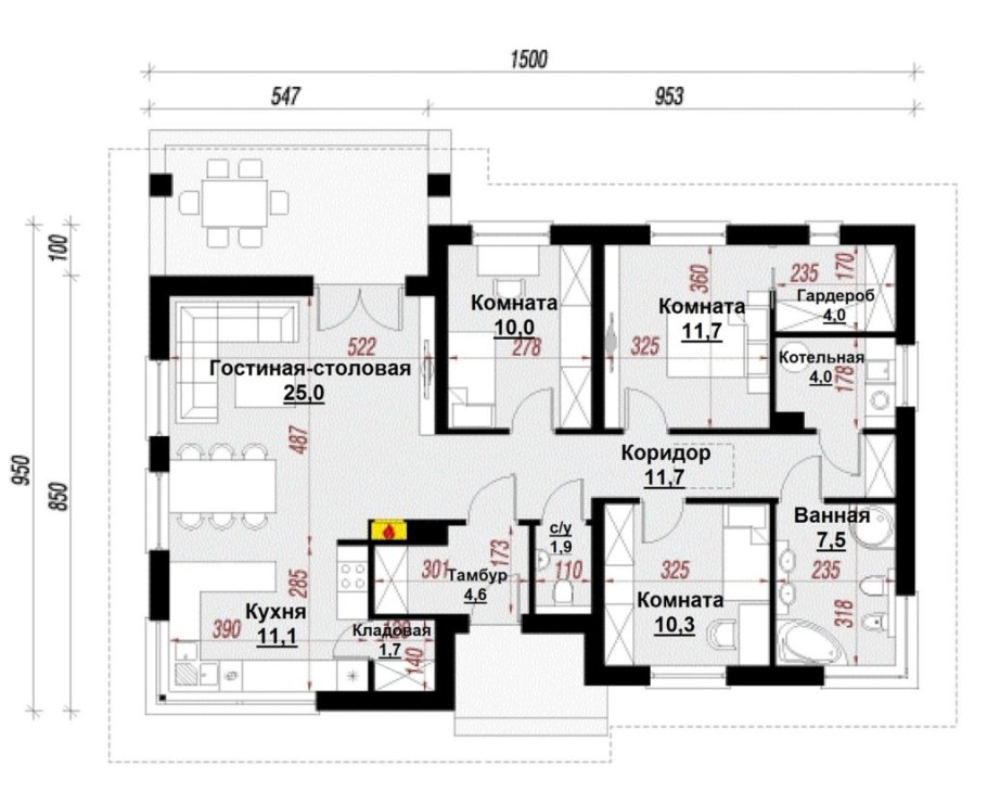 Проекты одноэтажных домов с кладовкой