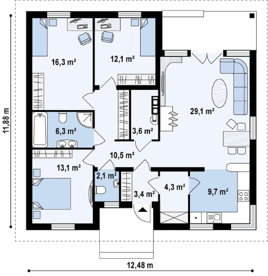 Планировка дома на 110 кв.м одноэтажного дома