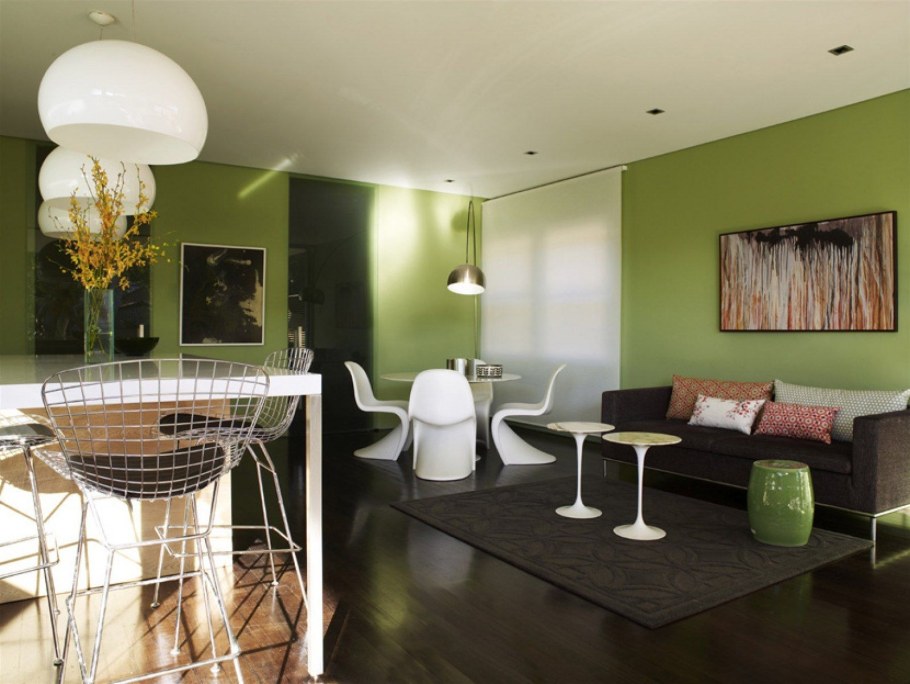 Интерьер в зелено коричневых тонах