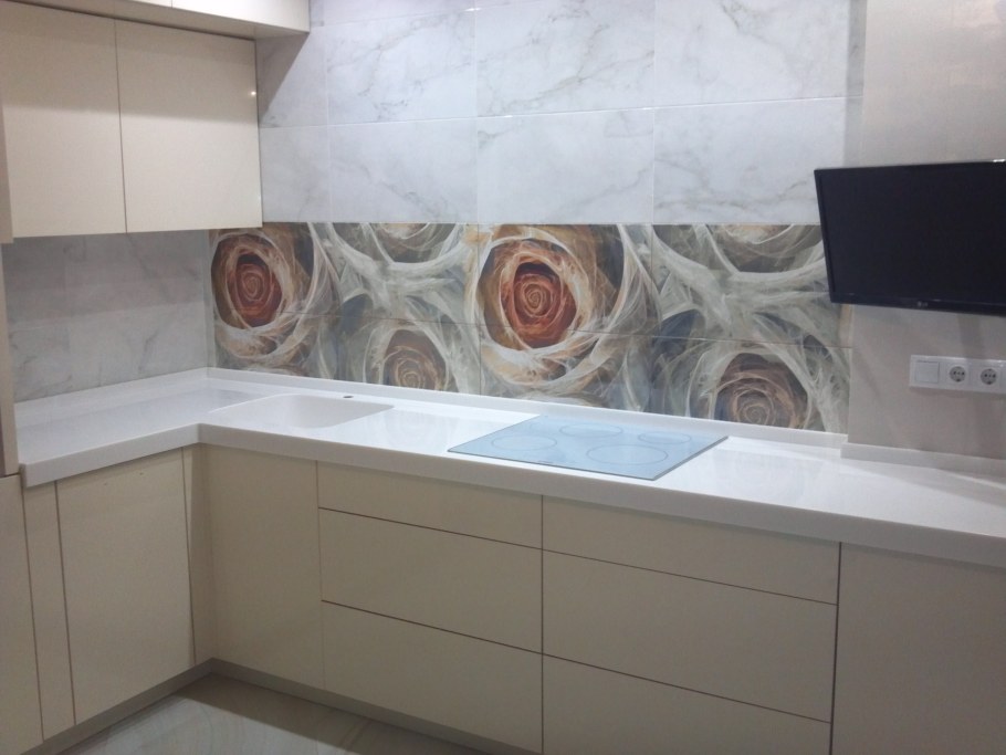 Фартук для кухни стекло мрамор