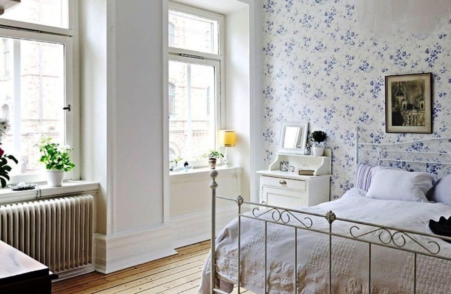 Обои в мелкий цветочек в интерьере