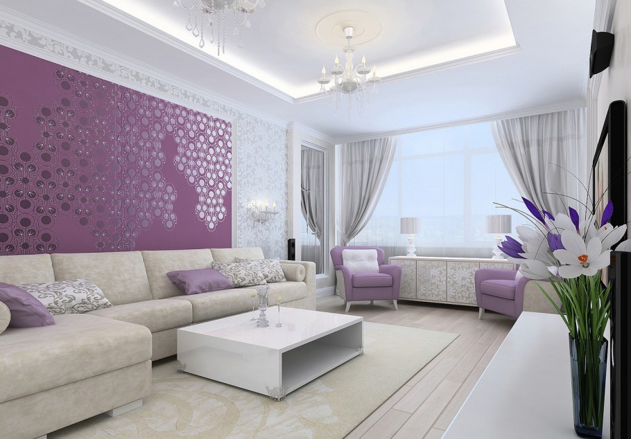 Гостиная в фиолетовых тонах