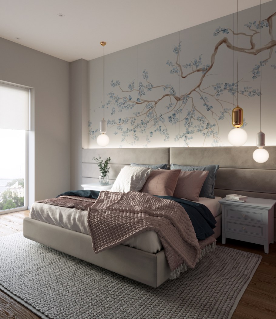 Декор стен в спальне в современном стиле