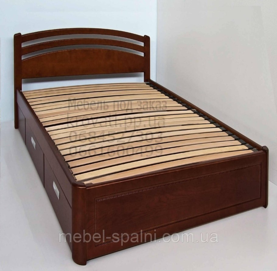 Деревянная односпальная кровать с ящиками