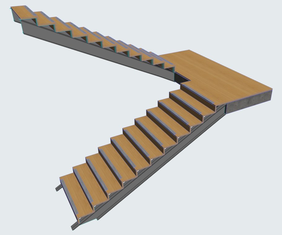 Лестницы из сборных железобетонных ступеней по стальным косоурам