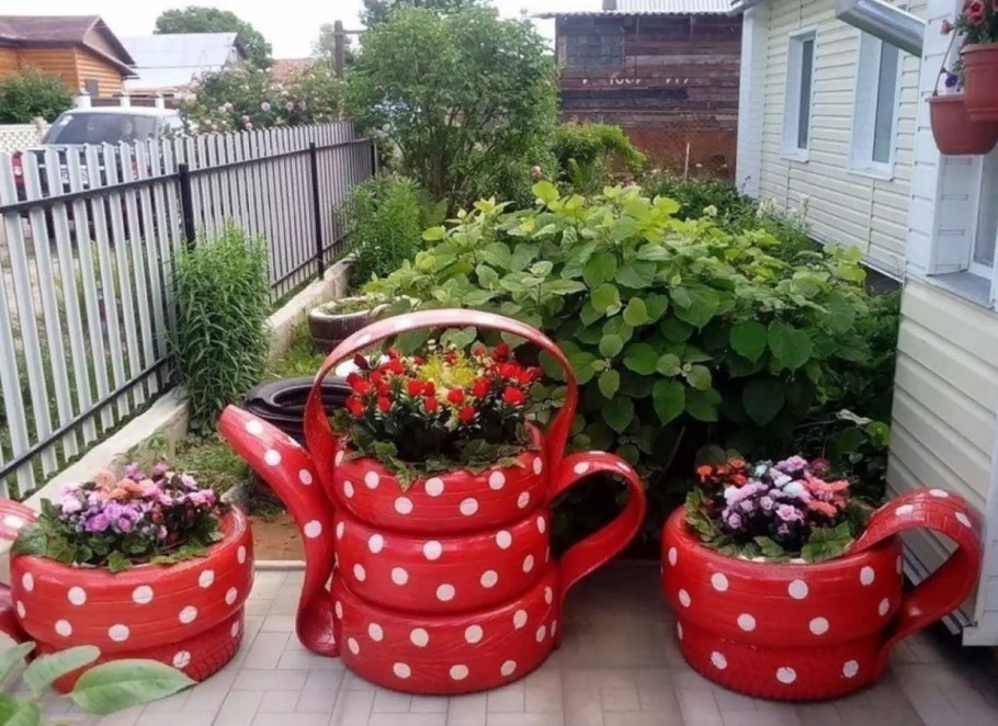 Клумбы из колес