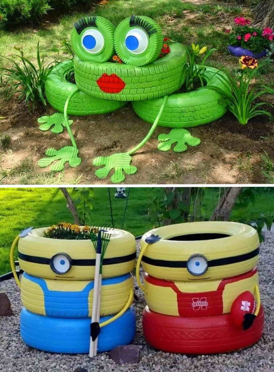 Клумбы из покрышек