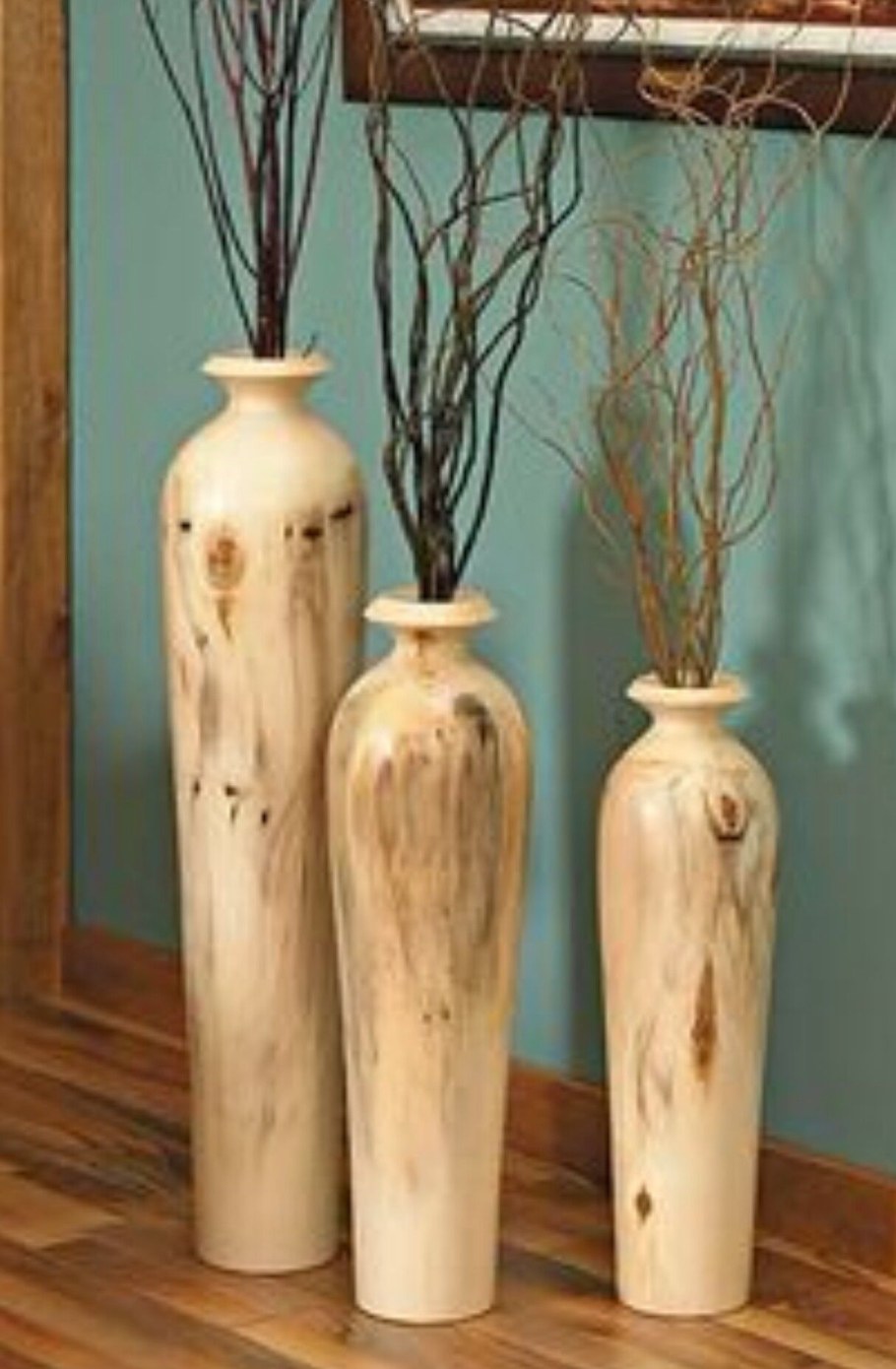 Напольные деревянные вазы