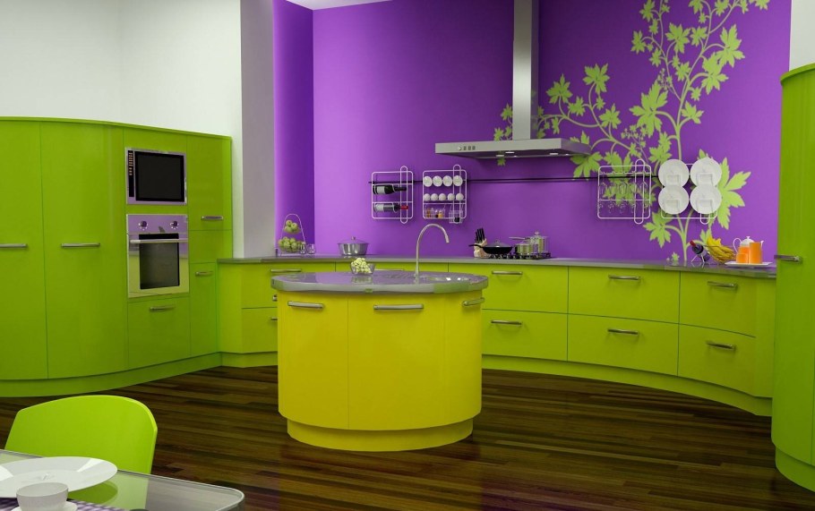 Салатовая кухня в интерьере