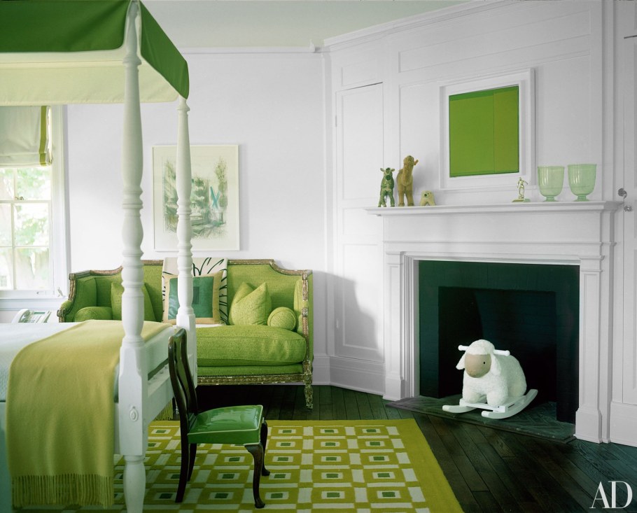 Зелёный интерьер комнаты