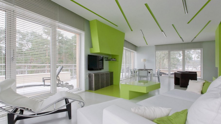 Бело зеленый интерьер