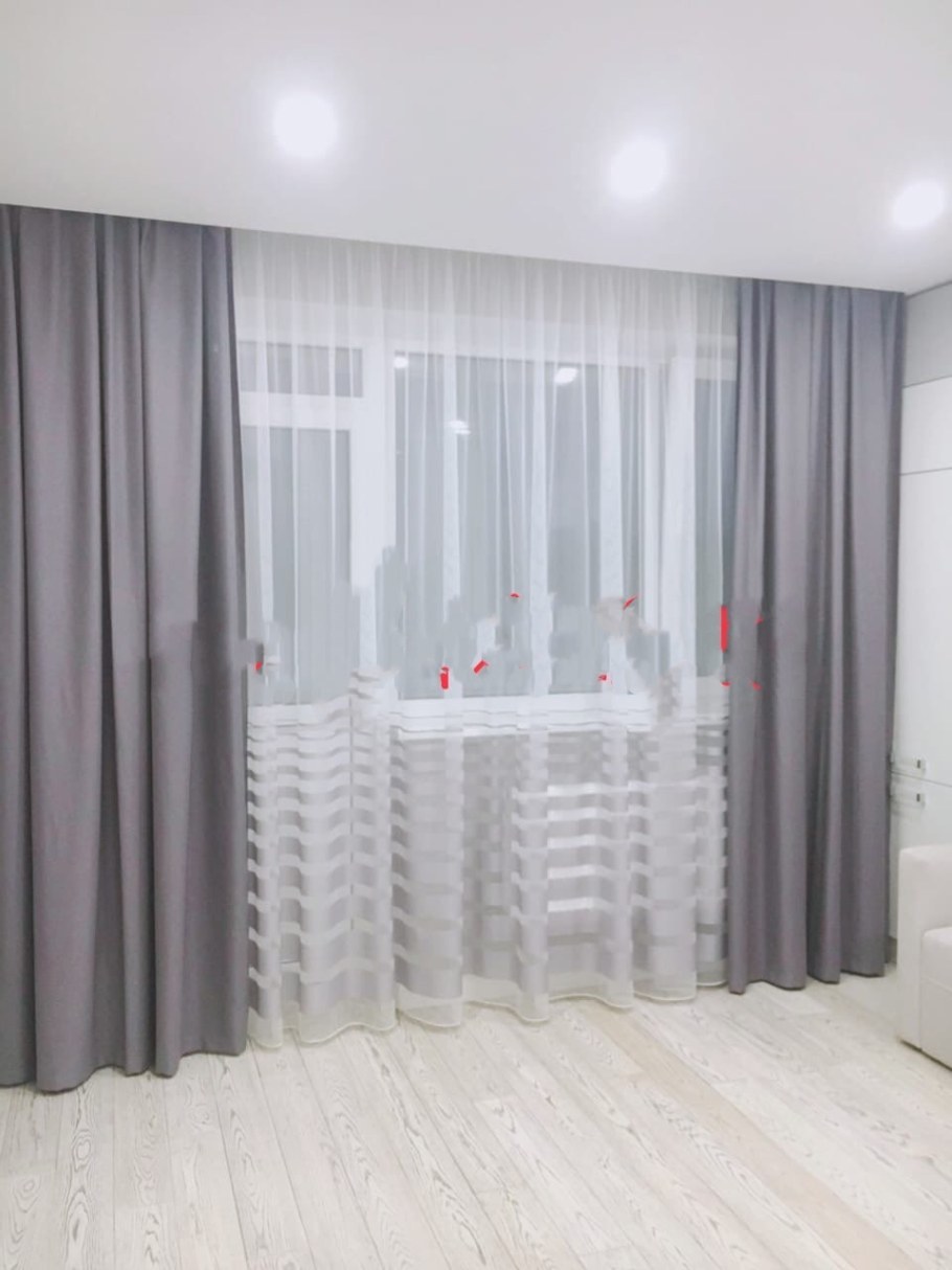 Тюль белая с серым