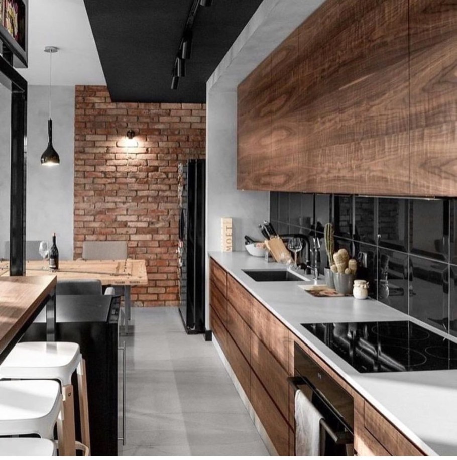 Кухни под дерево в стиле лофт