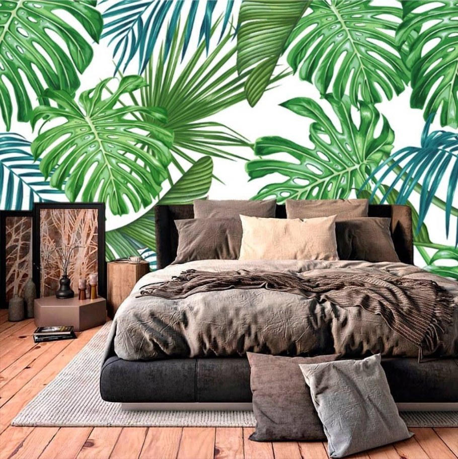 Монстера в интерьере спальни