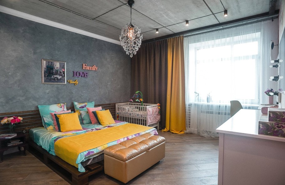 Шторы для комнаты в стиле лофт