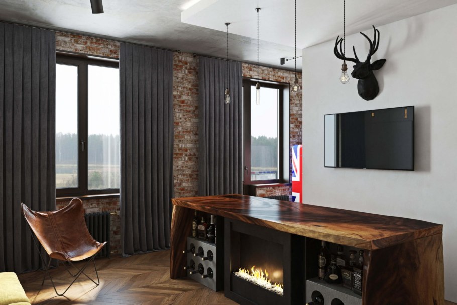 Занавески в стиле лофт