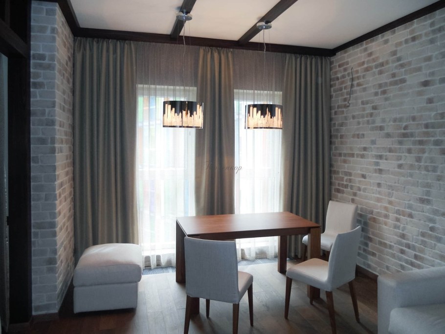 Шторы в кухню-гостиную в стиле лофт
