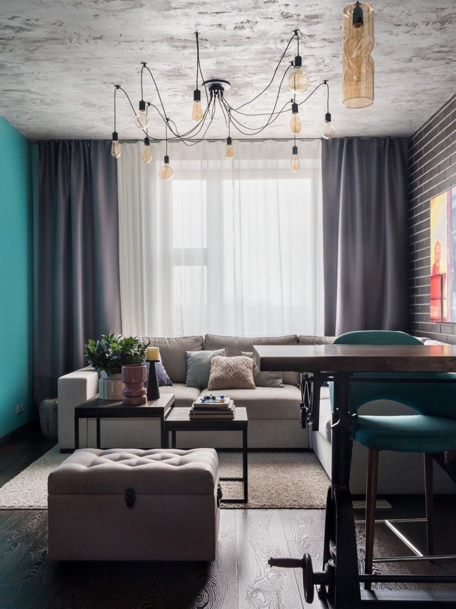 Интерьер гостиной в стиле лофт