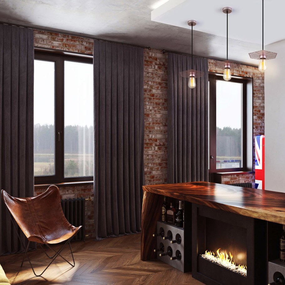 Шторы для стиля лофт гостиная