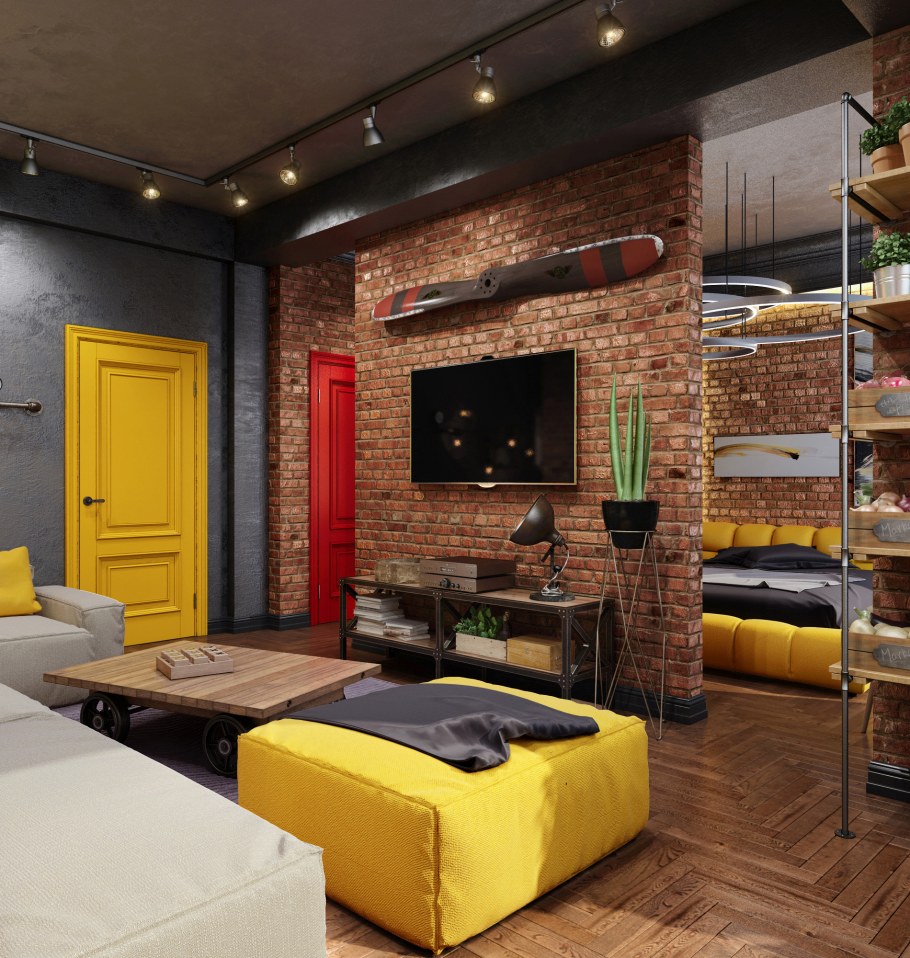 Стиль лофт с яркими акцентами