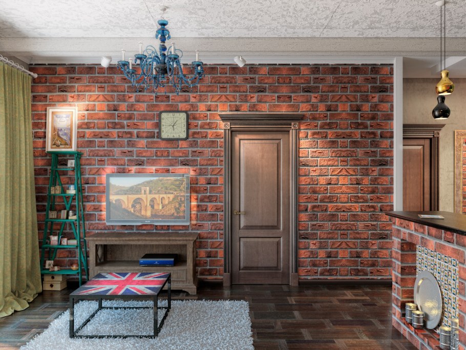 Кирпичная кладка в интерьере