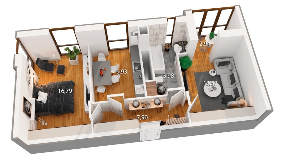 Планировка двухкомнатной квартиры
