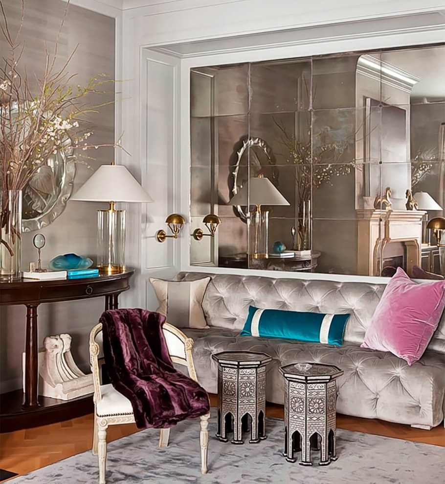 Зеркальное панно в интерьере