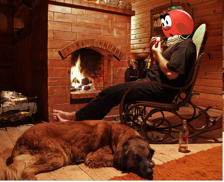 Камин кресло качалка плед