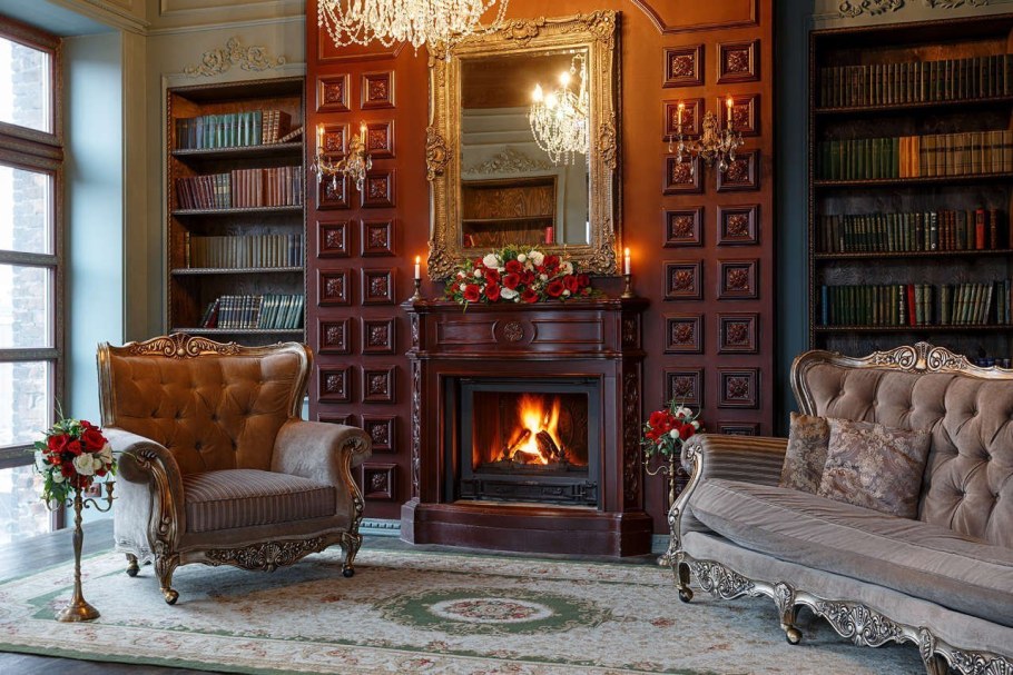 Старинная комната с камином