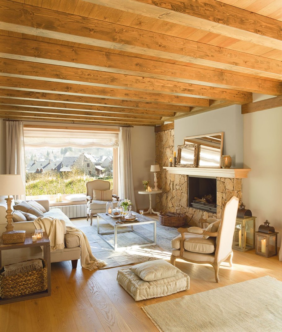 Потолок в деревенском стиле