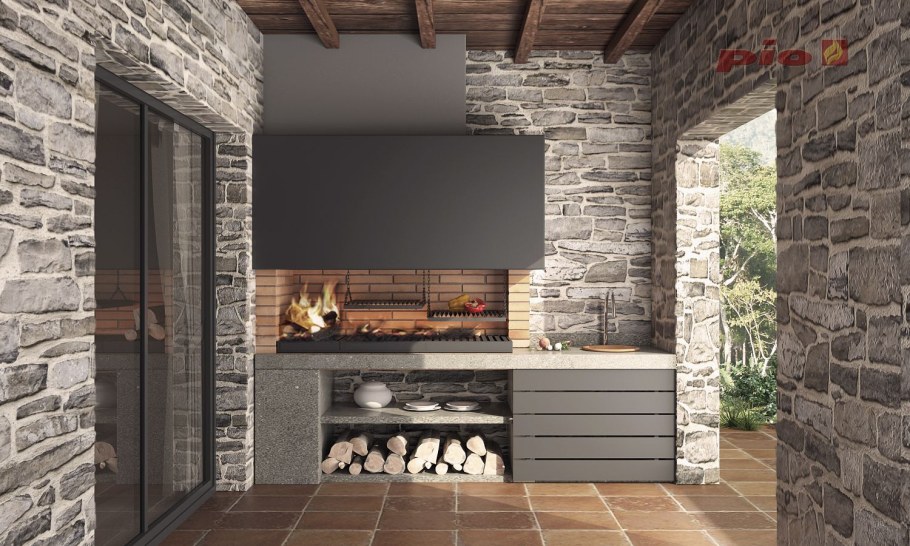 Барбекю из кирпича в современном стиле