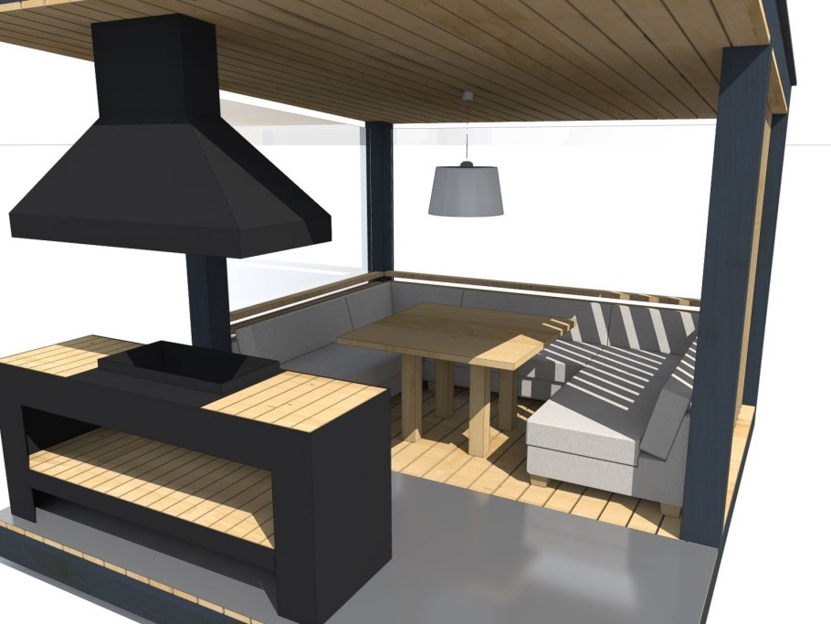 Беседка с мангалом и барбекю 5х3